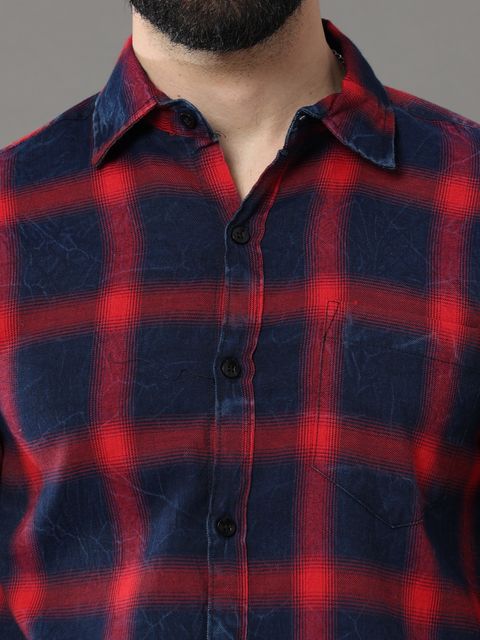 tallwalker Men Regular Fit Checkered Spread Collar Casual Shirt - Image 8