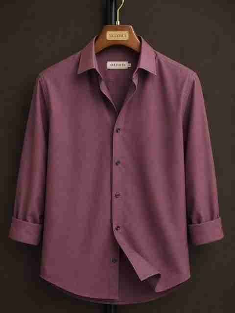 VELLOSTA Men Regular Fit Solid Spread Collar Casual Shirt - Image 3