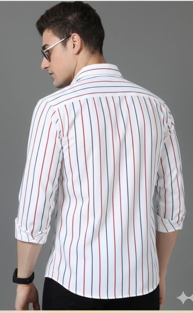 Hems trends Men Regular Fit Striped Spread Collar Casual Shirt - Image 6