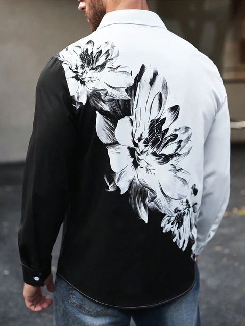 KREONIX Men Regular Fit Floral Print Spread Collar Party Shirt - Image 6