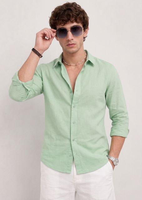 WE KAIKA Men Regular Fit Solid Spread Collar Casual Shirt - Image 8