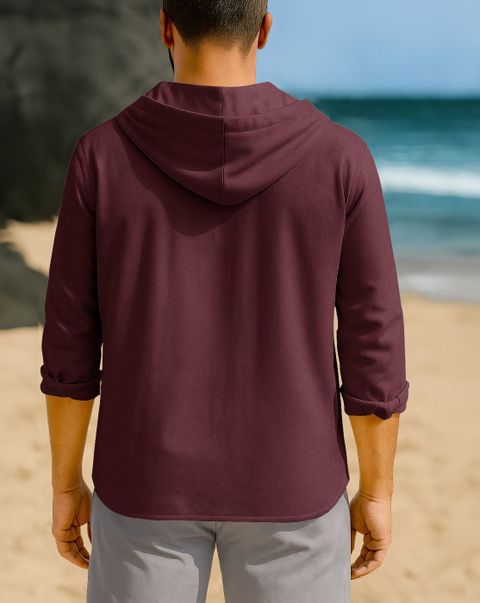 EyeBogler Men Relaxed Fit Solid Hood Collar Casual Shirt - Image 7