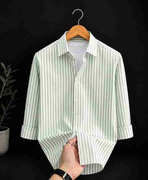 CAMBREEN Men Regular Fit Striped Spread Collar Casual Shirt - Image 4