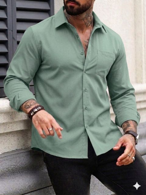 METRONAUT Men Regular Fit Solid Spread Collar Casual Shirt - Image 4