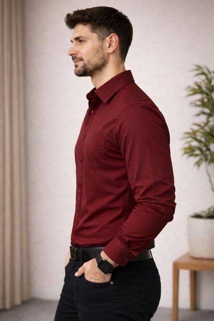 taken Men Slim Fit Solid Spread Collar Casual Shirt - Image 5