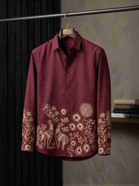 klyzee Men Slim Fit Ethnic Motifs Spread Collar Casual Shirt - Image 5