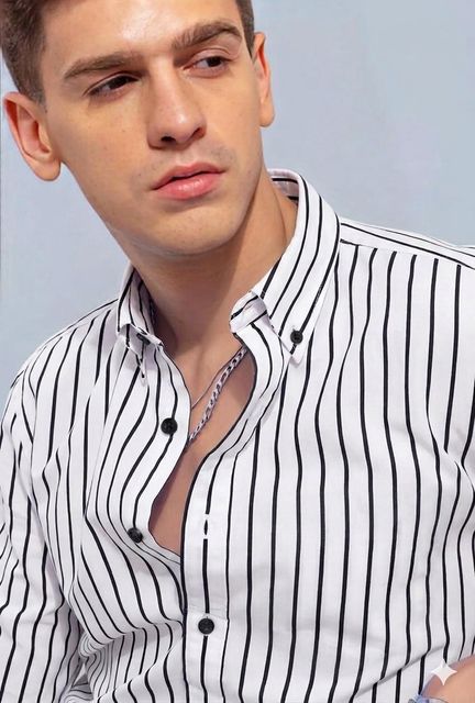 JACKBELLA Men Regular Fit Striped Spread Collar Casual Shirt - Image 6
