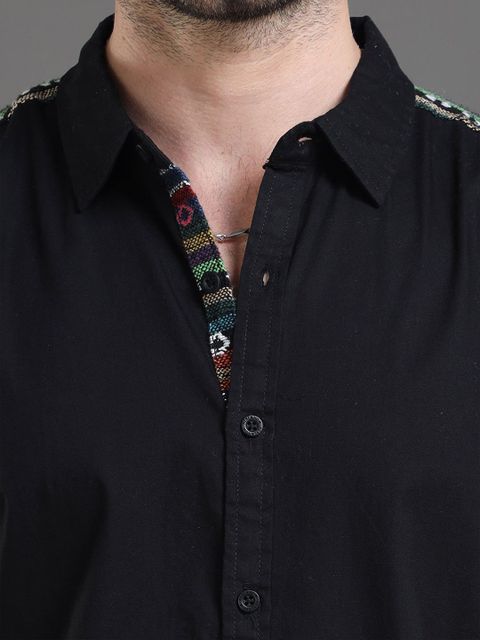 HERE&NOW Men Slim Fit Solid Spread Collar Casual Shirt - Image 6