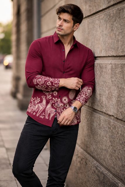 klyzee Men Slim Fit Ethnic Motifs Spread Collar Casual Shirt - Image 7