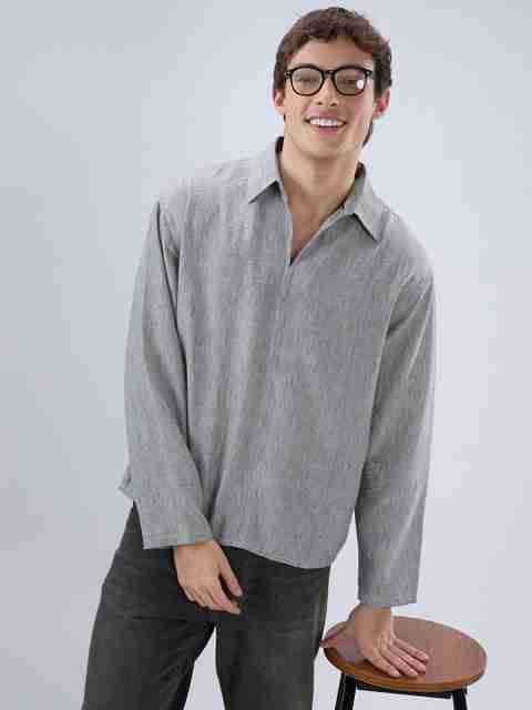 VASTRADO Men Oversized Fit Solid Cut Away Collar Casual Shirt - Image 3