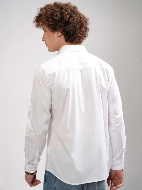 HIGHLANDER Men Slim Fit Solid Spread Collar Casual Shirt - Image 5