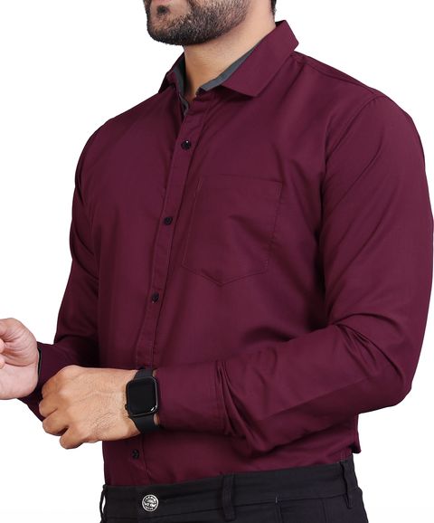 METRONAUT Men Regular Fit Solid Spread Collar Formal Shirt - Image 8