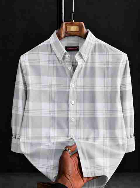 SHIRTZONE Men Slim Fit Checkered Spread Collar Formal Shirt - Image 4