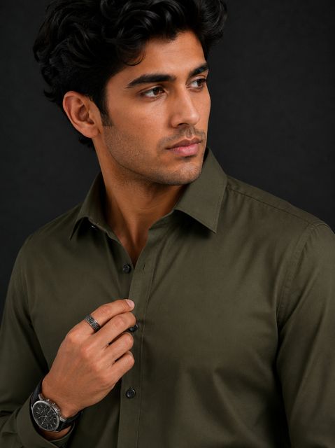 METRONAUT Men Regular Fit Solid Spread Collar Formal Shirt - Image 5