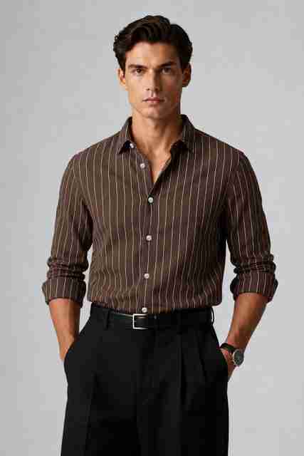 Mischief Monkey Men Regular Fit Striped Casual Shirt - Image 2