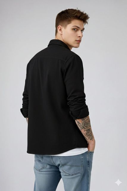 JCOSTA Men Regular Fit Solid Spread Collar Casual Shirt - Image 6