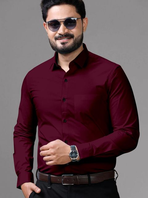 DHADUK Men Regular Fit Solid Spread Collar Formal Shirt - Image 7