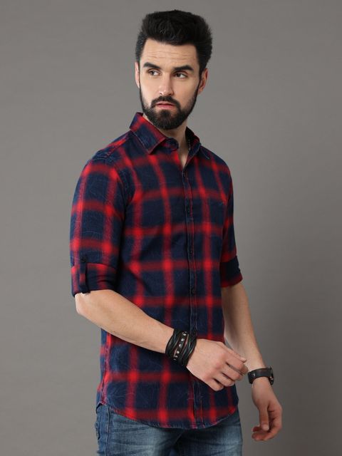 tallwalker Men Regular Fit Checkered Spread Collar Casual Shirt - Image 7
