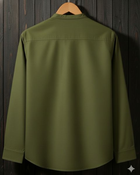 Voroxy Men Regular Fit Solid Mandarin Collar Casual Shirt - Image 6