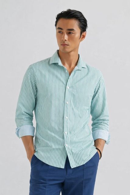 CAMBREEN Men Regular Fit Striped Spread Collar Casual Shirt - Image 7