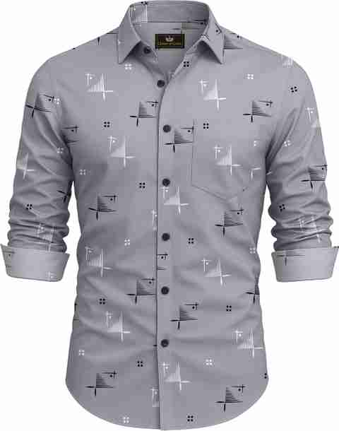 CROWNINGLORY Men Regular Fit Printed Spread Collar Casual Shirt - Image 5