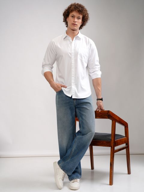 HIGHLANDER Men Slim Fit Solid Spread Collar Casual Shirt - Image 4
