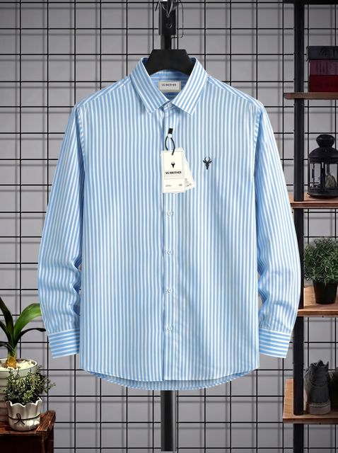 VG BROTHER Men Regular Fit Striped Spread Collar Casual Shirt (Pack of 2) - Image 7
