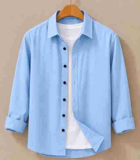 JCOSTA Men Regular Fit Solid Spread Collar Casual Shirt - Image 5