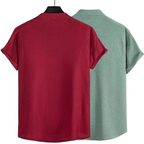 METRONAUT Men Regular Fit Mandarin Collar Casual Shirt (Pack of 2) - Image 5