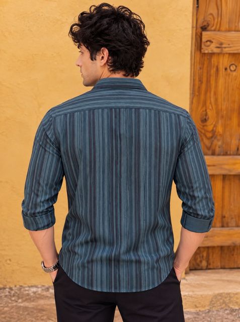 METRONAUT Men Regular Fit Striped Casual Shirt - Image 6