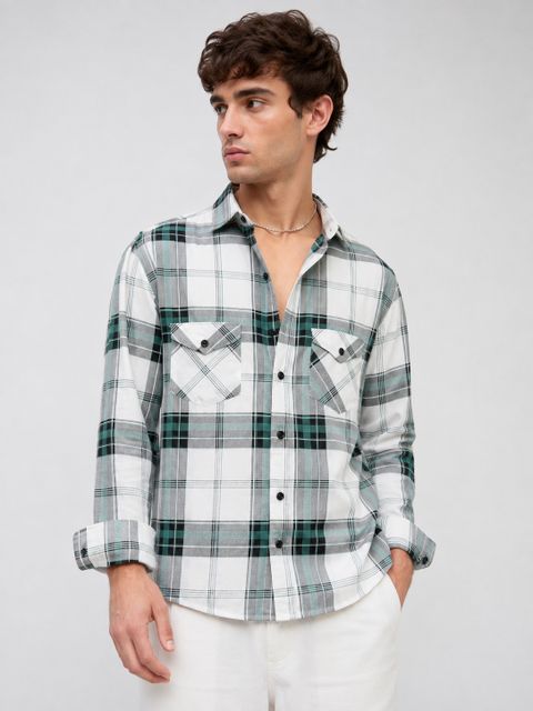 S-LINE Men Regular Fit Checkered Spread Collar Casual Shirt - Image 8