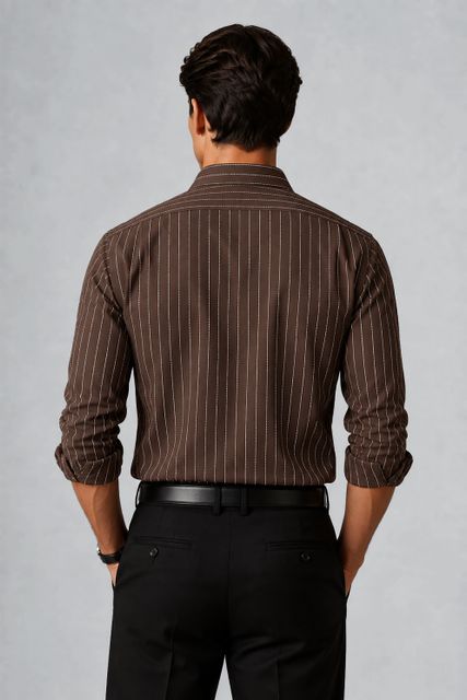 Mischief Monkey Men Regular Fit Striped Casual Shirt - Image 3