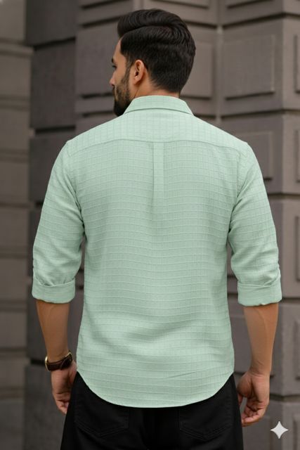 JACKBELLA Men Regular Fit Self Design Spread Collar Casual Shirt - Image 6