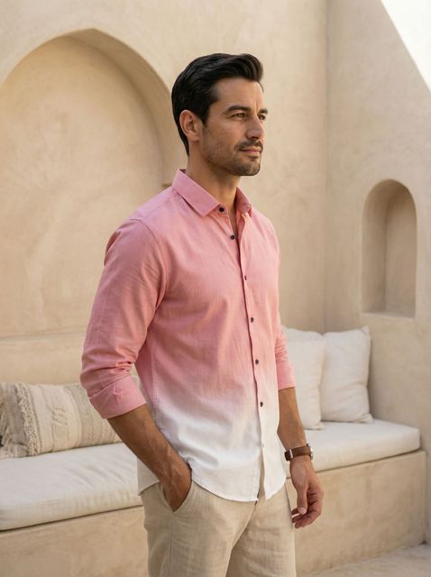 Dixita Enterprise Men Regular Fit Dyed/Ombre Spread Collar Casual - Image 8