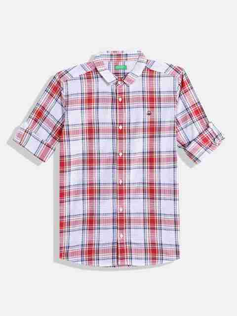 United Colors of Benetton Boys Regular Fit Checkered Casual Shirt - Image 5