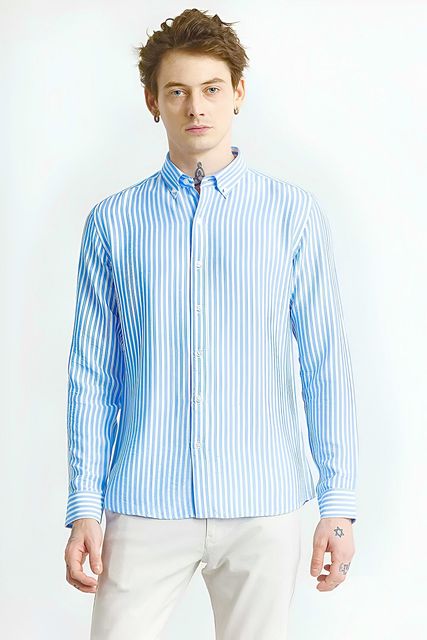 RODEIZ Men Slim Fit Striped Casual Shirt - Image 8