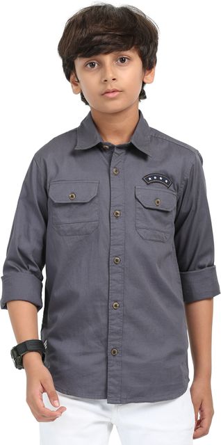 ROCKET SCIENCE Boys Regular Fit Solid Spread Collar Casual Shirt - Image 8