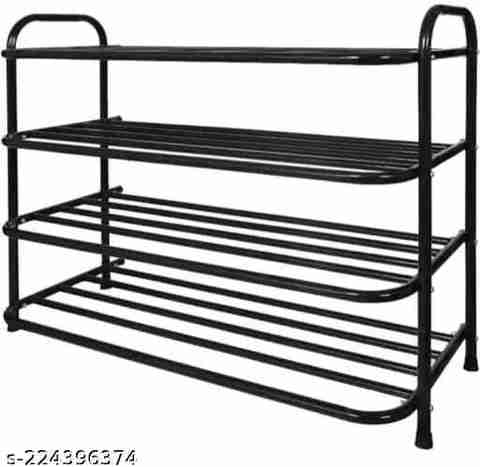 Pipasa Metal Shoe Stand (METAL SHOE RACK BLACK, 4 Shelves, DIY(Do-It-Yourself)) - Image 2