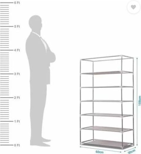 Jaya Store 6-Shelf Plastic Shoe Stand, Black - Image 5