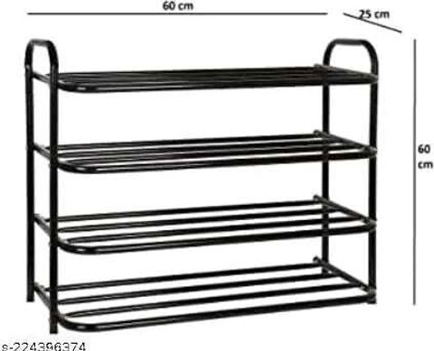 Pipasa Metal Shoe Stand (METAL SHOE RACK BLACK, 4 Shelves, DIY(Do-It-Yourself)) - Image 3