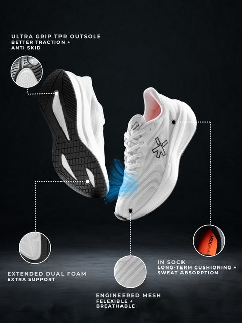HRX by Hrithik Roshan HRX Running Shoes for Men, White, Size 10 - Image 6