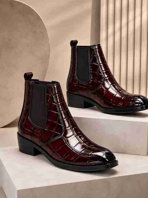 Layasa chelsea boots men Boots For Men (Maroon , 7) - Image 5