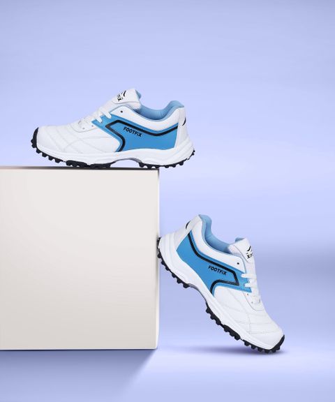 FOOTFIX Men's PU Cricket Shoes (Blue, Size 8) - Image 6