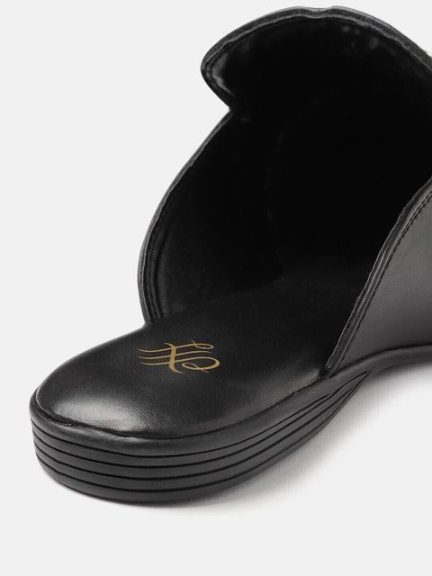 House of Pataudi Men Comfort Mules Casual Sandal (Black, 6) - Image 3