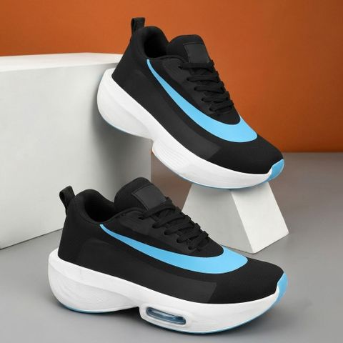 BootBarn Black Sports Shoes for Men | Walking, party Sneakers Casuals For Men (Black, Blue , 9) - Image 5