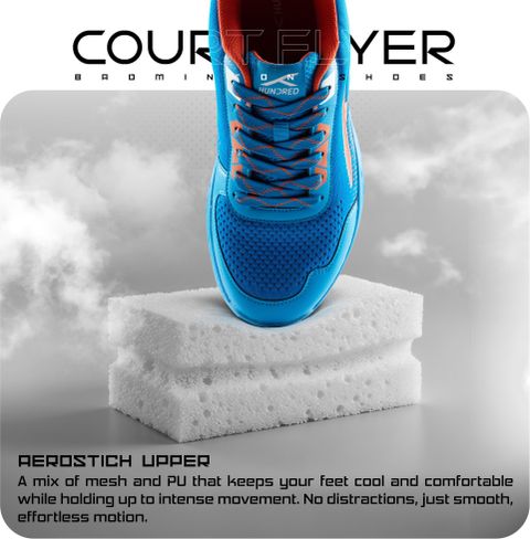 Hundred Court Flyer Non-Marking Badminton Shoes (Blue, Orange, UK 11) - Image 8