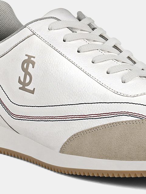 LOUIS STITCH White and Beige Casual Sneakers, Size 7 - Image 8