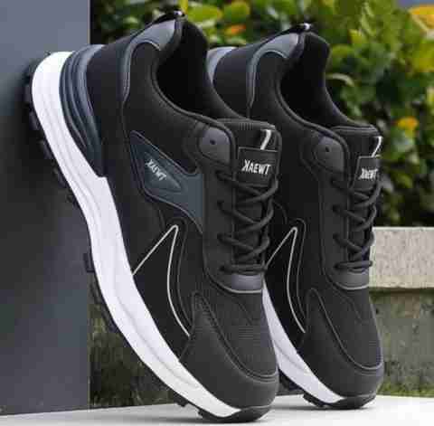 Reefox Stytlish Black Sports Sneakers For Men (Black, White , 9) - Image 5