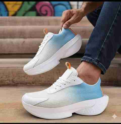 Krishna collection Men's White & Blue Sports Running Shoes | Lightweight Walking Sneakers Sneakers For Men (Multicolor , 10) - Image 5
