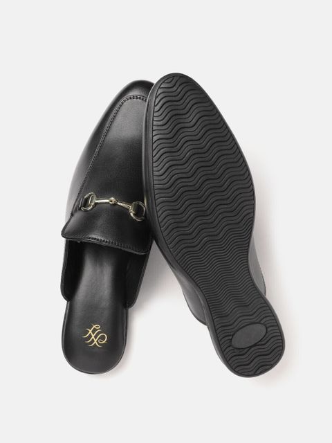 House of Pataudi Men Comfort Mules Casual Sandal (Black, 6) - Image 4